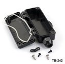 [TB-242-0-0-S-V0]  TB-242 IP-67 Enclosure with Moulded-on Cable Gland (Flanged) ( Black ,ABS, V0) 