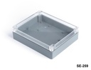 Caja de plástico para uso industrial SE-259 IP-67 (gris oscuro, cubierta transparente)+