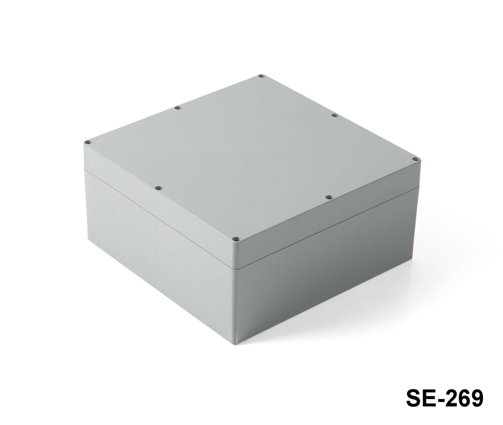 SE-269 Caja de plástico IP-67 para uso industrial (gris oscuro, ABS, tapa plana)