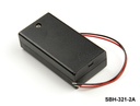 [SBH-321-2A] 2 бр. държачи за батерии с размер UM-3 / AA (един до друг) (с кабел) (с покритие)