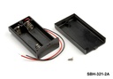 [SBH-321-2A] 2 шт. держатель для батареек UM-3 / размера AA (бок о бок) (проводной) (с крышкой)