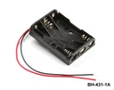 [BH-431-1A] 3 бр. държачи за батерии с размер UM-4 / AAA (един до друг) (с кабел)