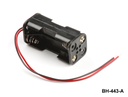 [BH-443-A] 4 Stück UM-4 / AAA-Batteriehalter (2+2) (verkabelt)
