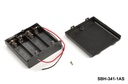 [SBH-341-1AS] 4 шт. держатель для батареек UM-3 / размера AA (бок о бок) (проводной) (с выключателем) (с крышкой)