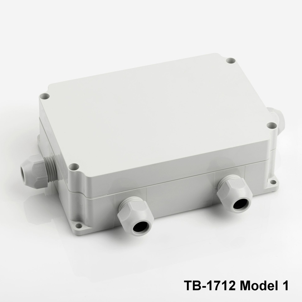 [tb-1712-m1-0-g-v0] Caja TB-1712 IP-67 con prensaestopas moldeado ( Gris claro , Modelo 1 , V0 )
