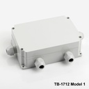 [tb-1712-m1-0-g-v0] TB-1712 Boîtier IP-67 avec Presse-étoupes moulé ( Gris clair , Modèle 1 , V0 )