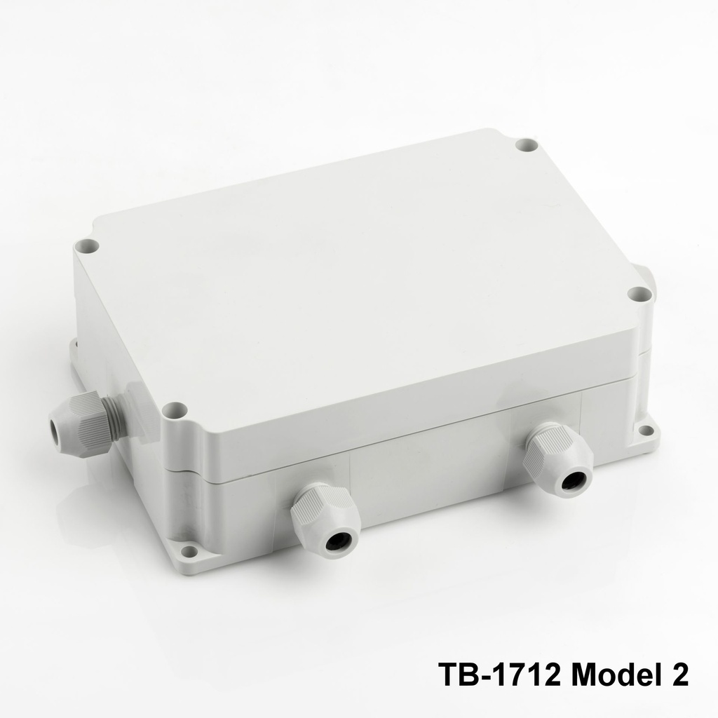 [TB-1712-M2-0-G-V0] TB-1712 IP-67 エンクロージャ、モールドオンケーブルグランド (ライトグレー、モデル2、v0)
