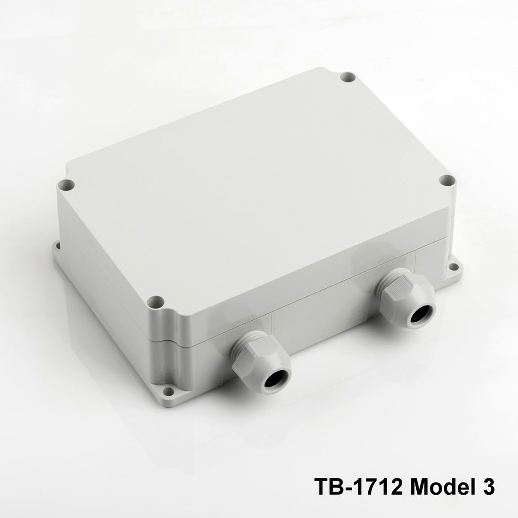 [tb-1712-m3-0-g-v0] Caja TB-1712 IP-67 con prensaestopas moldeado ( gris claro, modelo 3, v0)+