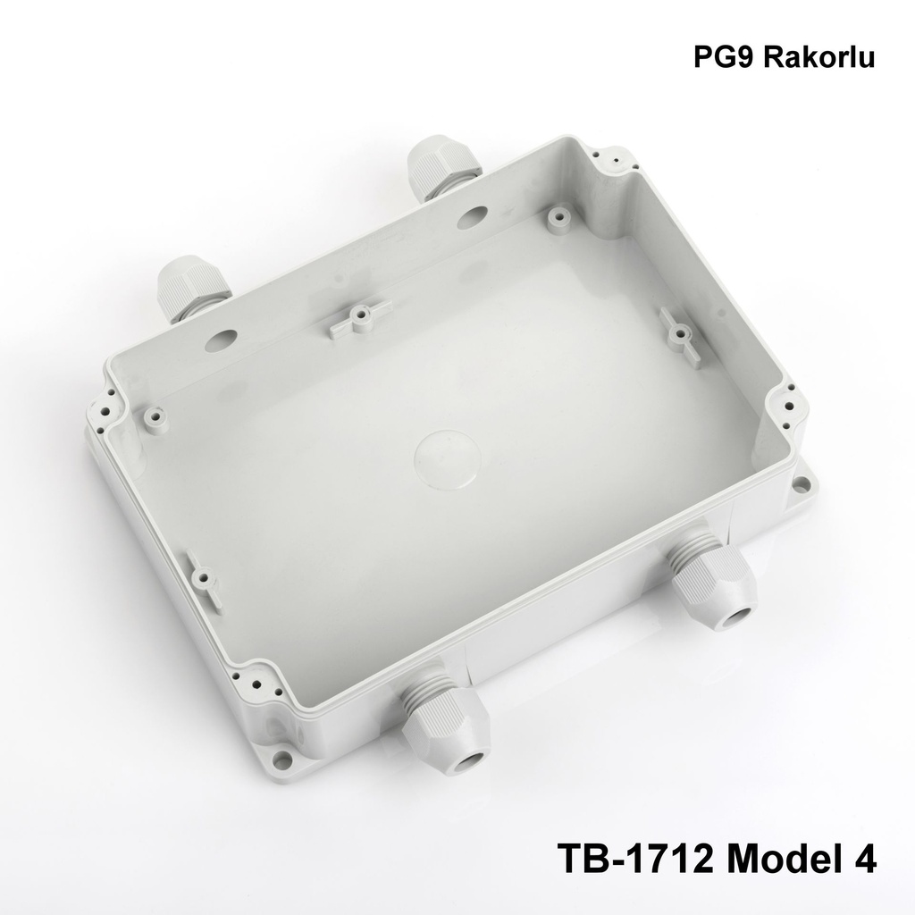 [tb-1712-m4-0-g-v0] Caixa TB-1712 IP-67 com bucim moldado (cinzento claro, modelo 4, v0)