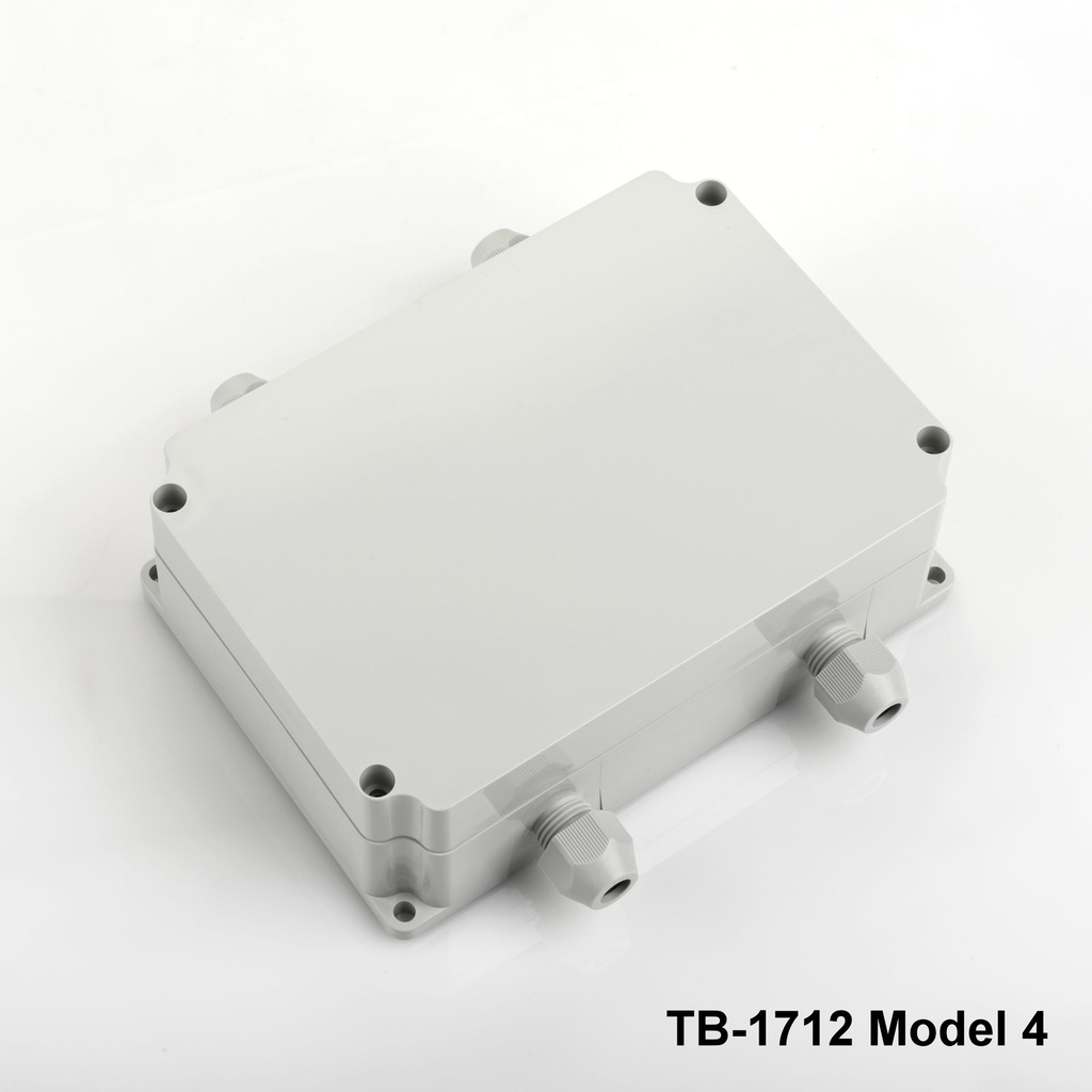 [tb-1712-m4-0-g-v0] Obudowa TB-1712 IP-67 z formowanym dławikiem kablowym (jasnoszara, model 4, v0)