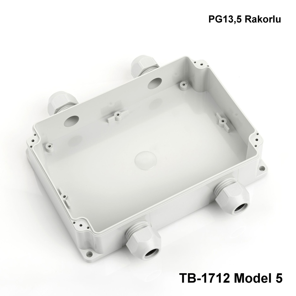 [tb-1712-m5-0-v0] حاوية TB-1712 IP-67 مع غلاف كابل مصبوب (رمادي فاتح، موديل 5، v0)