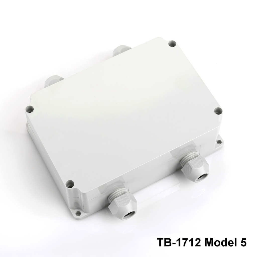 [tb-1712-m5-0-g-v0] TB-1712 Boîtier IP-67 avec Presse-étoupes moulé (Gris clair, modèle 5, v0)