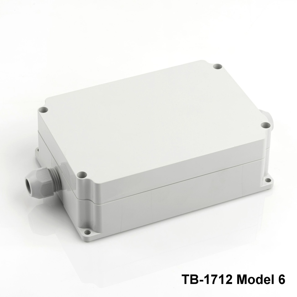 [tb-1712-m6-0-g-v0] TB-1712 Caja IP-67 con prensaestopas moldeado ( Gris claro , modelo 6, v0)