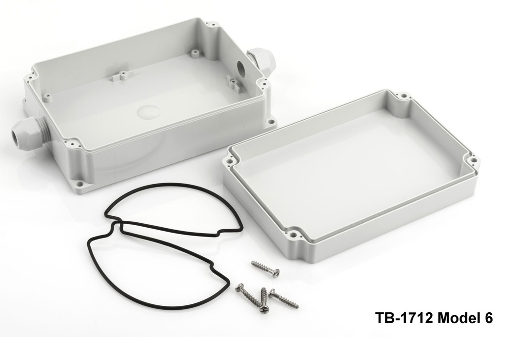 [tb-1712-m6-0-g-v0] tb-1712 ip-67  Enclosure with Moulded-on Cable Gland ( Light Gray, model 6, v0)