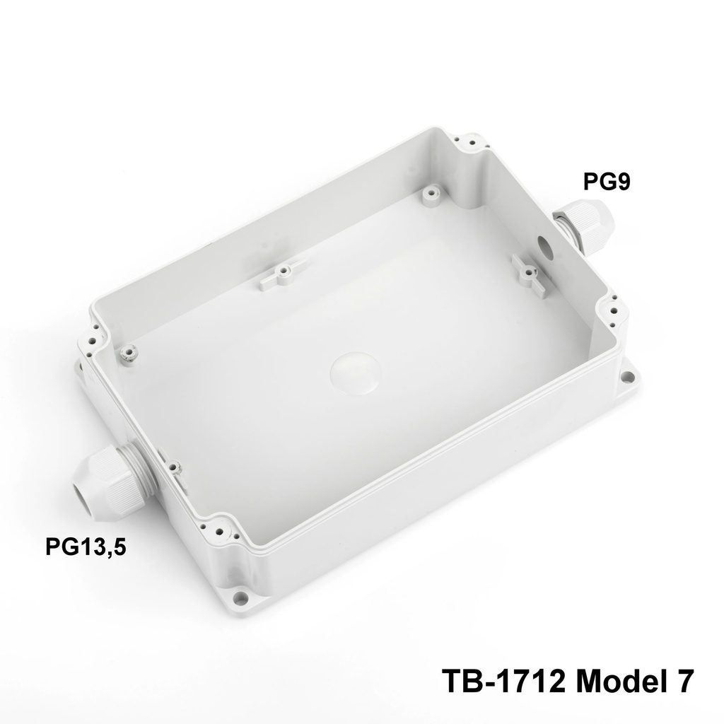 [tb-1712-m7-0-g-v0] Invólucro TB-1712 IP-67 com bucim moldado (açık gri, modelo 7, v0)