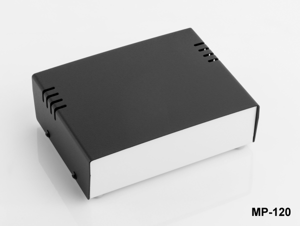 [mp-120-0-0-m-0] mp-120 Metal Project Enclosure (White Base, Black Top Cover )