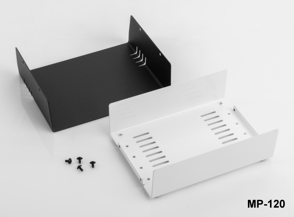 [mp-120-0-0-m-0] mp-120 Metal Project Enclosure ( White Base, Black Top Cover)