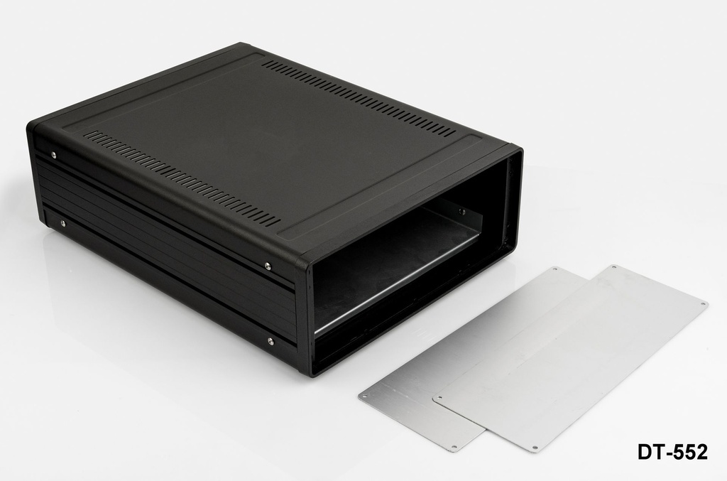 [dt-552-0-0-s-0] dt-552  Aluminium Desktop Enclosure ( Black , with Mounting Plate , Flat Panel , w Ventilation)