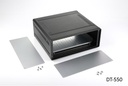 DT-550 Aluminium Desktop Enclosure (Black, with Mounting Plate, Flat Panel, no Ventilation)+ 12988