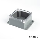 [SF-230-C-0-DT-AP] حاويات SF-230 IP-67 ذات الحواف ذات الحواف للخدمة الشاقة (رمادي داكن، ABS، غطاء شفاف)