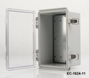 [EC-1624-11-0-G-T] Caja de plástico IP-67 EC-1624 ( Gris claro , ABS , con placa de montaje , cubierta transparente , grosor 112mm )