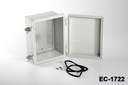 [EC-1722-0-0-G-0] Caixa de plástico IP-65 EC-1722 (Cinza claro, ABS, com placa de montagem, tampa plana)
