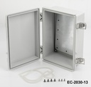 [EC-2030-13-0-G-0] EC-2030 IP-67 Contenitori in plastica incernierati (grigio chiaro, ABS, con piastra di montaggio, coperchio piatto, spessore 130 mm)
