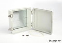 [EC-2121-10-0-0-G-0] حاوية EC-2121 IP-65 بلاستيكية (رمادي فاتح، ABS، مع لوحة تركيب، غطاء مسطح، سمك 100 مم)