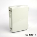 [EC-2030-13-0-G-0] EC-2030 IP-67 蝶番を付けられたプラスチック エンクロージャ（薄い灰色、ABS、取付板と、平らなカバー、厚さ 130mm）