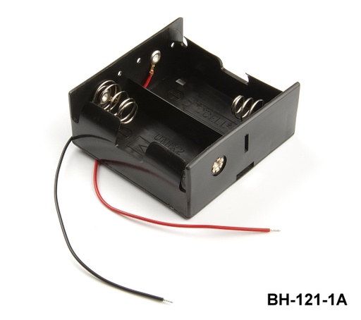 [BH-121-1A] 2 stuks UM-1 / D-formaat batterijhouder (zij aan zij) (bekabeld)