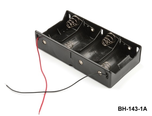 [BH-143-1A] 4 stuks UM-1 / D-formaat batterijhouder (zij aan zij) (bedraad)