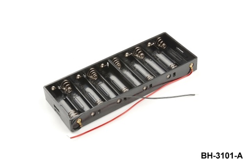 [BH-3101-A] 10 бр. държачи за батерии с размер UM-3 / AA (един до друг) ( с кабел)