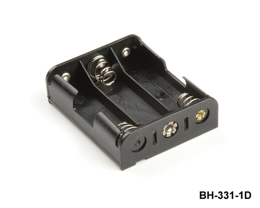 [BH-331-1D] 3 бр. държачи за батерии с размер UM-3/АА (един до друг) (с възможност за запояване)