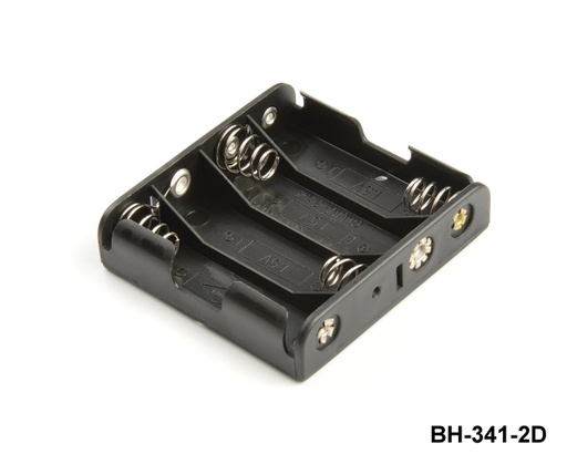 [BH-341-2D] 4個UM-3 / AAサイズバッテリーホルダー（サイドバイサイド）（はんだ付け可能）