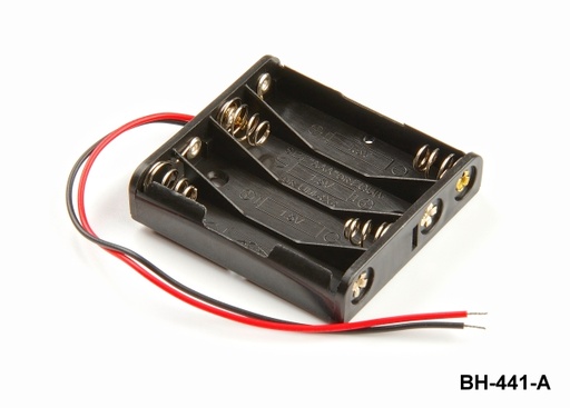 [BH-441-A] 4 бр. държачи за батерии с размер UM-4 / AAA (един до друг) (с кабел)