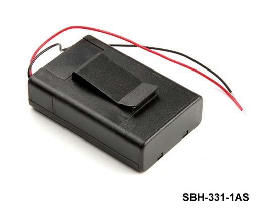 [SBH-331-1AS] 3 бр. държачи за батерии UM-3 / размер AA (един до друг) (с кабел) (с превключвател) (с покритие) (щипки за колан)