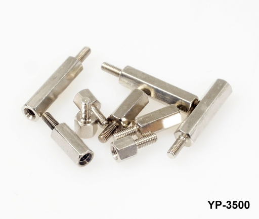 [YP-3508-0-0-P-0] 黄铜外螺纹 M2,5 / 内螺纹 M3 螺栓支座