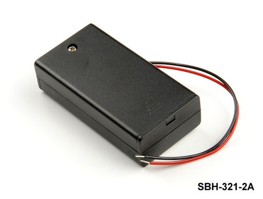 [SBH-321-2A] 2 件 UM-3 / AA 尺寸电池座（并排）（有线）（带盖）